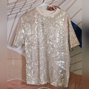 Altar'd State Cream Sequin Top